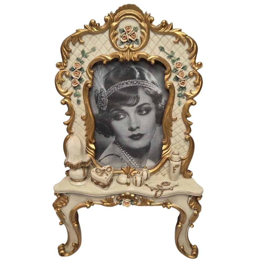 Vintage Vanity Picture Frame with Mini Lamp & Perfume – 3x5 - Picture 3 of 10